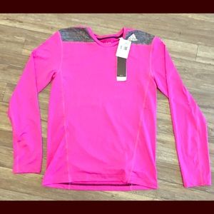 Adidas Athletic Fit Shirt Small Pink Gray Tech Fit